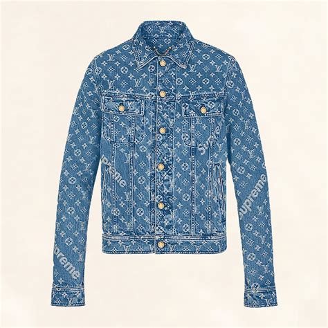 louis vuitton denim jacket supreme|Louis Vuitton x supreme cartera.